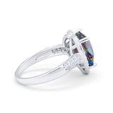 Halo Fashion Ring Heart Simulated Cubic Zirconia 925 Sterling Silver