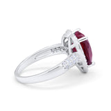 Halo Fashion Ring Heart Simulated Cubic Zirconia 925 Sterling Silver