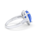 Halo Fashion Ring Heart Simulated Cubic Zirconia 925 Sterling Silver