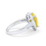 Halo Fashion Ring Heart Simulated Cubic Zirconia 925 Sterling Silver