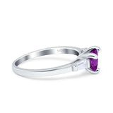 Heart Promise Ring Baguette Simulated Cubic Zirconia 925 Sterling Silver