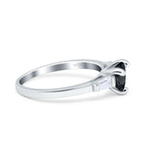 Heart Promise Ring Baguette Simulated Cubic Zirconia 925 Sterling Silver