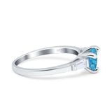 Heart Promise Ring Baguette Simulated Cubic Zirconia 925 Sterling Silver