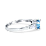 Heart Promise Ring Baguette Simulated Cubic Zirconia 925 Sterling Silver