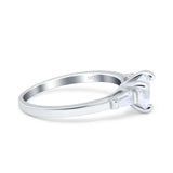 Heart Promise Ring Baguette Simulated Cubic Zirconia 925 Sterling Silver