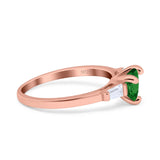 Heart Promise Ring Baguette Simulated Cubic Zirconia 925 Sterling Silver