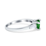 Heart Promise Ring Baguette Simulated Cubic Zirconia 925 Sterling Silver