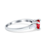 Heart Promise Ring Baguette Simulated Cubic Zirconia 925 Sterling Silver