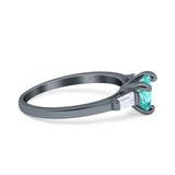 Heart Promise Ring Baguette Simulated Cubic Zirconia 925 Sterling Silver