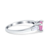 Heart Promise Ring Baguette Simulated Cubic Zirconia 925 Sterling Silver