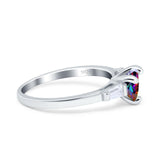 Heart Promise Ring Baguette Simulated Cubic Zirconia 925 Sterling Silver