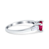 Heart Promise Ring Baguette Simulated Cubic Zirconia 925 Sterling Silver