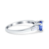 Heart Promise Ring Baguette Simulated Cubic Zirconia 925 Sterling Silver