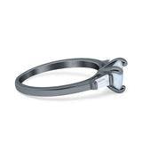 Heart Promise Ring Baguette Simulated Cubic Zirconia 925 Sterling Silver