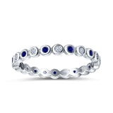 Full Eternity 2.5mm Wedding Stackable Band Ring Round Simulated Cubic Zirconia 925 Sterling Silver