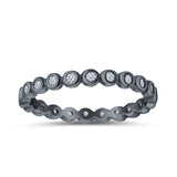 Full Eternity 2.5mm Wedding Stackable Band Ring Round Simulated Cubic Zirconia 925 Sterling Silver