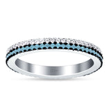 Full Eternity Stackable Wedding Band Ring Round Cubic Zirconia 925 Sterling Silver