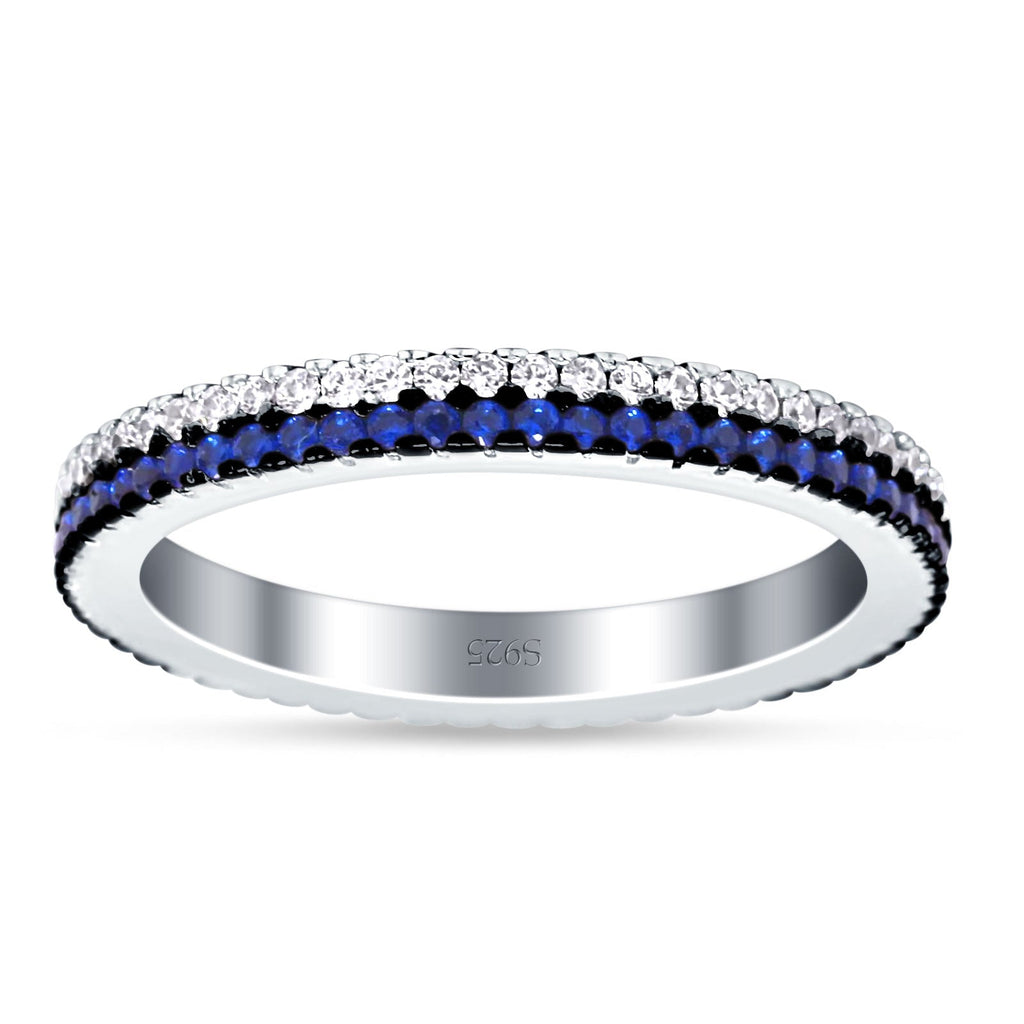 Full Eternity Stackable Wedding Band Ring Round Cubic Zirconia 925 Ste ...