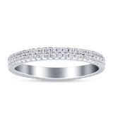 Full Eternity Stackable Double Row Band Round Cubic Zirconia 925 Sterling Silver
