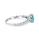 Art Deco Round Engagement Ring Simulated Cubic Zirconia 925 Sterling Silver