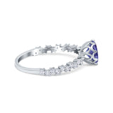 Art Deco Round Engagement Ring Simulated Cubic Zirconia 925 Sterling Silver
