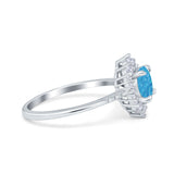 Halo Engagement Ring Vintage Round Simulated Cubic Zirconia 925 Sterling Silver