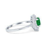 Halo Engagement Ring Vintage Round Simulated Cubic Zirconia 925 Sterling Silver