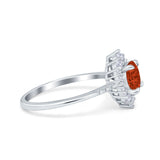Halo Engagement Ring Vintage Round Simulated Cubic Zirconia 925 Sterling Silver