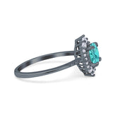 Halo Engagement Ring Vintage Round Simulated Cubic Zirconia 925 Sterling Silver