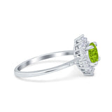 Halo Engagement Ring Vintage Round Simulated Cubic Zirconia 925 Sterling Silver