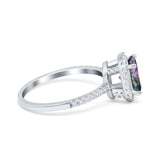 Halo Vintage Oval Engagement Ring Simulated Cubic Zirconia 925 Sterling Silver