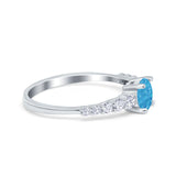 Petite Dainty Engagement Ring Round Simulated Cubic Zirconia 925 Sterling Silver