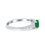 Petite Dainty Engagement Ring Round Simulated Cubic Zirconia 925 Sterling Silver