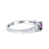 Petite Dainty Engagement Ring Round Simulated Cubic Zirconia 925 Sterling Silver