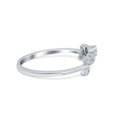 Wedding Band Petite Dainty Eternity Ring Round Simulated CZ 925 Sterling Silver