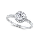 Halo Wedding Engagement Ring Round Cubic Zirconia 925 Sterling Silver SRO-16902