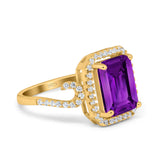 Halo Radiant Cut Wedding Engagement Ring Round Simulated Cubic Zirconia 925 Sterling Silver