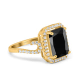 Halo Radiant Cut Wedding Engagement Ring Round Simulated Cubic Zirconia 925 Sterling Silver