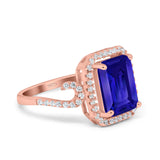 Halo Radiant Cut Wedding Engagement Ring Round Simulated Cubic Zirconia 925 Sterling Silver