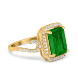 Halo Radiant Cut Wedding Engagement Ring Round Simulated Cubic Zirconia 925 Sterling Silver