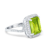 Halo Radiant Cut Wedding Engagement Ring Round Simulated Cubic Zirconia 925 Sterling Silver