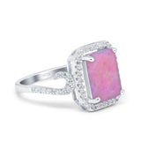 Halo Radiant Cut Wedding Engagement Ring Round Simulated Cubic Zirconia 925 Sterling Silver