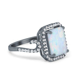 Halo Radiant Cut Wedding Engagement Ring Round Simulated Cubic Zirconia 925 Sterling Silver