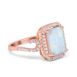 Halo Radiant Cut Wedding Engagement Ring Round Simulated Cubic Zirconia 925 Sterling Silver