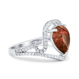 Halo Pear Shape Wedding Engagement Ring Round Simulated Cubic Zirconia 925 Sterling Silver
