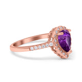 Teardrop Pear Halo Engagement Ring Simulated Cubic Zirconia 925 Sterling Silver