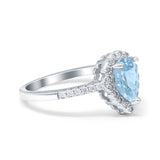 Teardrop Pear Halo Engagement Ring Simulated Cubic Zirconia 925 Sterling Silver
