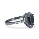Teardrop Pear Halo Engagement Ring Simulated Cubic Zirconia 925 Sterling Silver