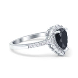 Teardrop Pear Halo Engagement Ring Simulated Cubic Zirconia 925 Sterling Silver