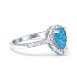 Teardrop Pear Halo Engagement Ring Simulated Cubic Zirconia 925 Sterling Silver